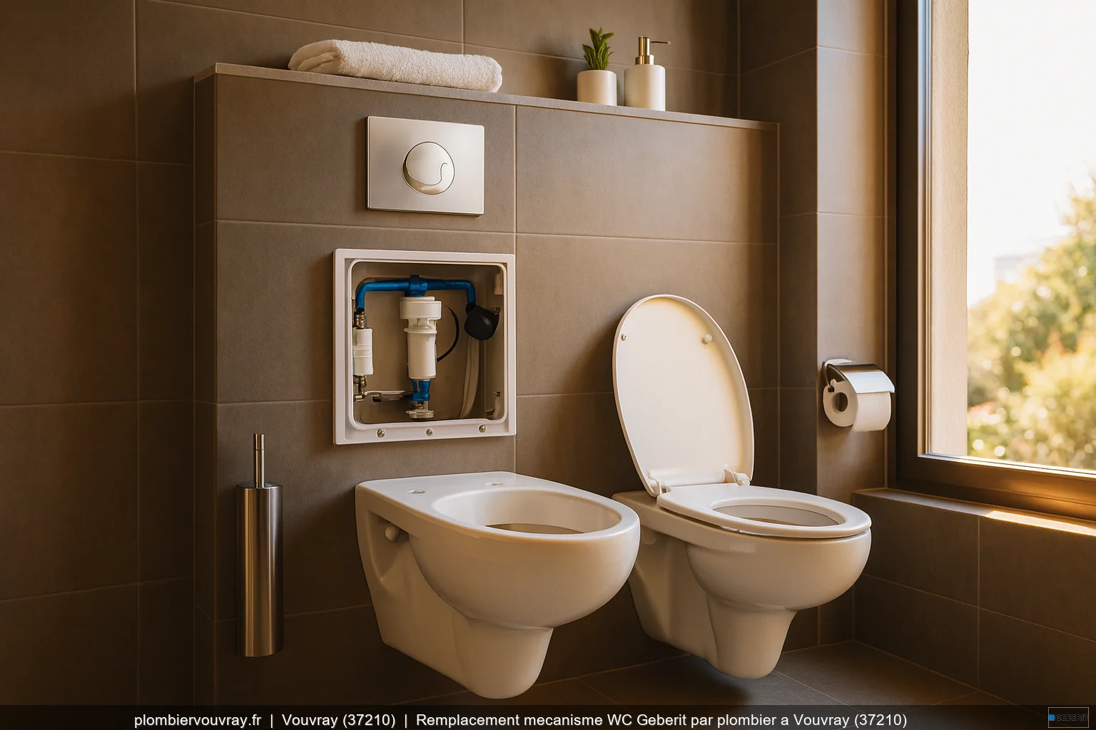 Remplacement mecanisme WC Geberit par plombier a Vouvray (37210)