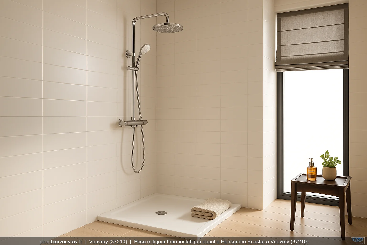 Pose mitigeur thermostatique douche Hansgrohe Ecostat a Vouvray (37210)