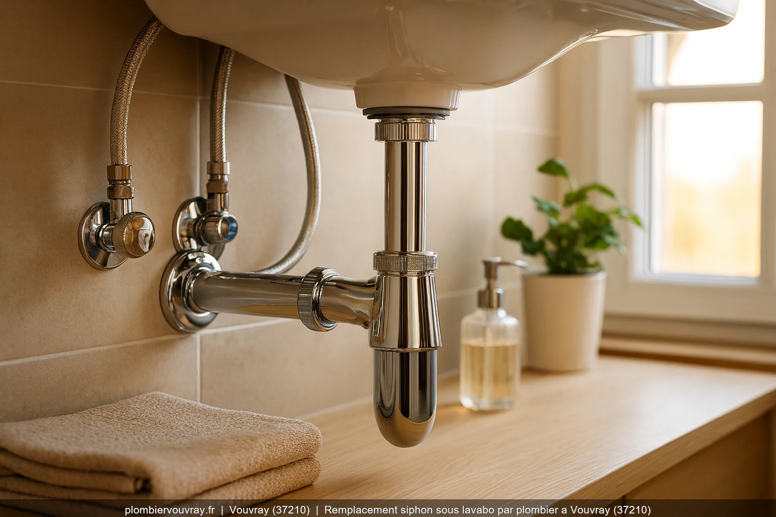 Remplacement siphon sous lavabo par plombier a Vouvray (37210)
